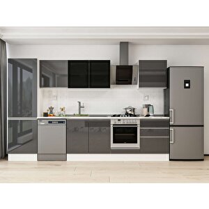 Alvinka 330x210 Cm High Gloss Mutfak Dolabı Beyaz Antrasıt Mb-e90b60s60-3 Antrasit