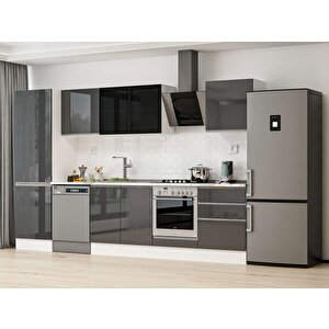 Alvinka 330x210 Cm High Gloss Mutfak Dolabı Beyaz Antrasıt Mb-e90b60s60-3 Antrasit