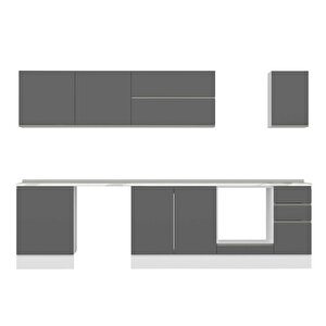 Alvinka 310x210 Cm High Gloss Mutfak Dolabı Beyaz Antrasıt M-e90s60s40-2