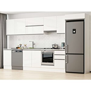 Alvinka 380x222 Cm High Gloss Mutfak Dolabı Beyaz Beyaz Mb-e90s45s45-1 Beyaz