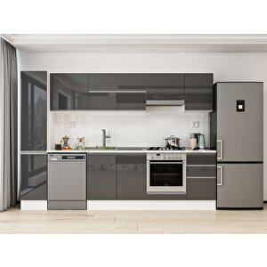 Alvinka 295x210 Cm High Gloss Mutfak Dolabı Beyaz Antrasıt Mb-e90b40s45-1 Antrasit