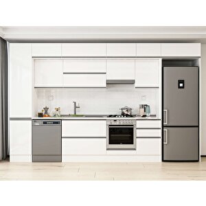 Alvinka 375x240 Cm High Gloss Mutfak Dolabı Beyaz Beyaz Mbb-e80b45s50-1 Beyaz