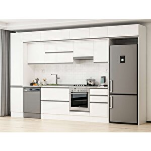 Alvinka 375x240 Cm High Gloss Mutfak Dolabı Beyaz Beyaz Mbb-e80b45s50-1 Beyaz