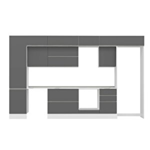 Alvinka 390x240 Cm High Gloss Mdf Mutfak Dolabı Beyaz Antrasıt Mbb-e90b50s50-2