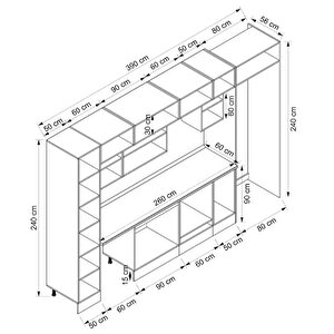 Alvinka 390x240 Cm High Gloss Mdf Mutfak Dolabı Beyaz Antrasıt Mbb-e90b50s50-2