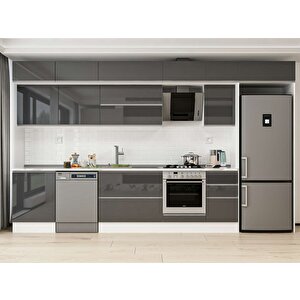 Alvinka 395x240 Cm High Gloss Mutfak Dolabı Beyaz Antrasıt Mb-e90s60s45-2 Antrasit