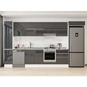 Alvinka 380x222 Cm High Gloss Mutfak Dolabı Beyaz Antrasıt Mbb-e80b40s60-1 Antrasit