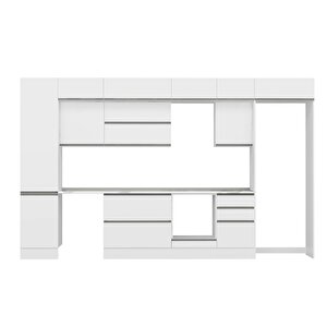 Alvinka 390x240 Cm High Gloss Mdf Mutfak Dolabı Beyaz Beyaz Mbb-e90b50s50-2
