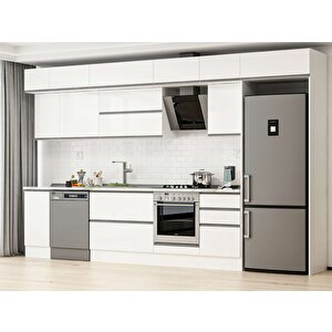 Alvinka 380x240 Cm High Gloss Mdf Mutfak Dolabı Beyaz Beyaz Mb-e90s40s50-2 Beyaz