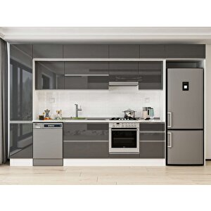 Alvinka 375x240 Cm High Gloss Mutfak Dolabı Beyaz Antrasıt Mbb-e80b45s50-1 Antrasit