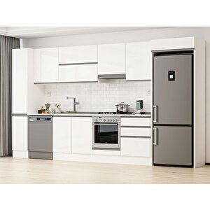 Alvinka 380x222 Cm High Gloss Mutfak Dolabı Beyaz Beyaz Mbb-e80b40s60-1 Beyaz