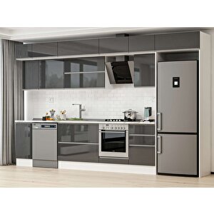 Alvinka 380x240 Cm High Gloss Mdf Mutfak Dolabı Beyaz Antrasıt Mb-e90s40s50-2 Antrasit