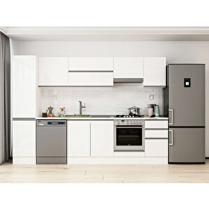 Alvinka 300x210 Cm High Gloss Mdf Mutfak Dolabı Beyaz Beyaz Mb-e90b45s45-1 Beyaz
