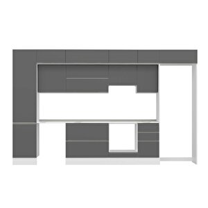 Alvinka 385x240 Cm High Gloss Mutfak Dolabı Beyaz Antrasıt Mbb-e90b50s45-1