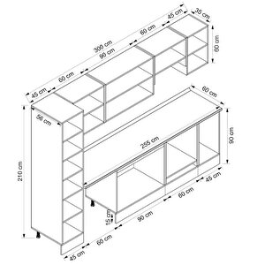 Alvinka 300x210 Cm High Gloss Mdf Mutfak Dolabı Beyaz Antrasıt Mb-e90b45s45-1