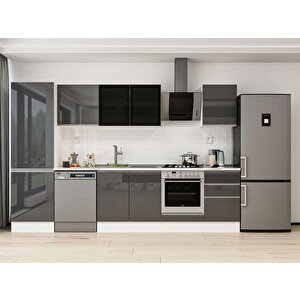 Alvinka 320x210 Cm High Gloss Mutfak Dolabı Beyaz Antrasıt Mb-e90b60s50-3 Antrasit