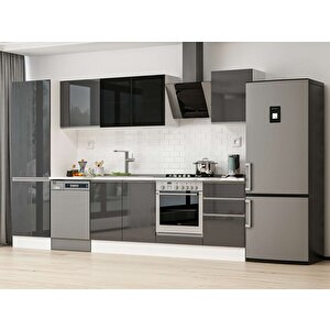 Alvinka 320x210 Cm High Gloss Mutfak Dolabı Beyaz Antrasıt Mb-e90b60s50-3 Antrasit