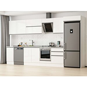 Alvinka 385x222 Cm High Gloss Mdf Mutfak Dolabı Beyaz Beyaz Mb-e80s45s60-2 Beyaz