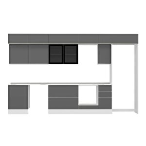 Alvinka 390x240 Cm High Gloss Mutfak Dolabı Beyaz Antrasıt Mb-e90s60s40-3