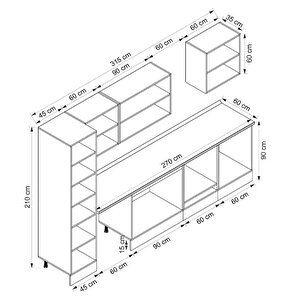 Alvinka 315x210 Cm High Gloss Mdf Mutfak Dolabı Beyaz Antrasıt Mb-e90b45s60-3
