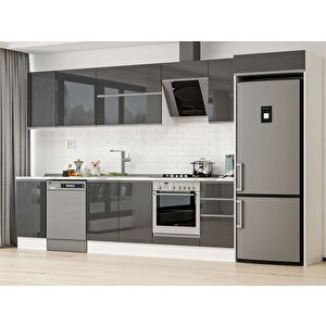 375x222 Cm High Gloss Mdf Mutfak Dolabı Beyaz Antrasıt Mb-e90s45s40-2 Antrasit