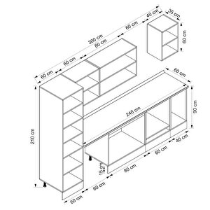 Alvinka 300x210 Cm High Gloss Mdf Mutfak Dolabı Beyaz Beyaz Mb-e80b60s40-3