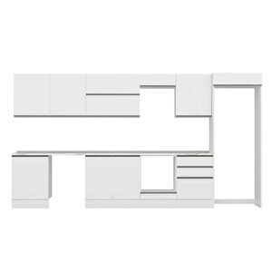 Alvinka 400x222 Cm High Gloss Mdf Mutfak Dolabı Beyaz Beyaz Mb-e80s60s60-2