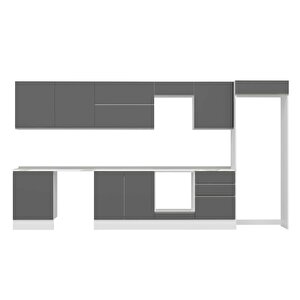 Alvinka 400x222 Cm High Gloss Mdf Mutfak Dolabı Beyaz Beyaz Mb-e80s60s60-2