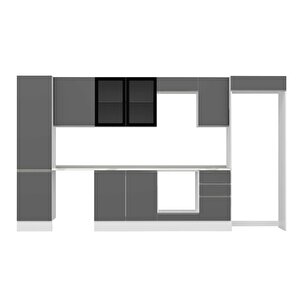 Alvinka 385x222 Cm High Gloss Mutfak Dolabı Beyaz Antrasıt Mbb-e90b50s45-3