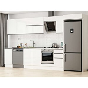 Alvinka 375x222 Cm High Gloss Mdf Mutfak Dolabı Beyaz Beyaz Mb-e90s45s40-2 Beyaz