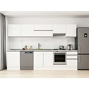 Alvinka 320x210 Cm High Gloss Mdf Mutfak Dolabı Beyaz Beyaz M-e90s60s50-1 Beyaz
