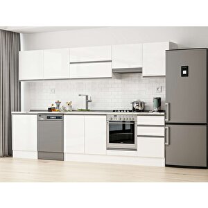 Alvinka 320x210 Cm High Gloss Mdf Mutfak Dolabı Beyaz Beyaz M-e90s60s50-1 Beyaz