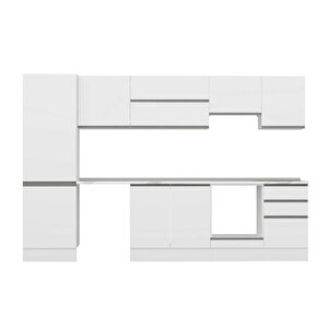 Alvinka 320x210 Cm High Gloss Mdf Mutfak Dolabı Beyaz Beyaz M-e90s60s50-1