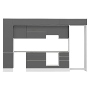 Alvinka 370x240 Cm High Gloss Mutfak Dolabı Beyaz Antrasıt Mbb-e80b45s45-1