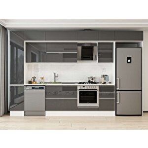 Alvinka 365x240 Cm High Gloss Mutfak Dolabı Beyaz Antrasıt Mbb-e80b40s45-2 Antrasit