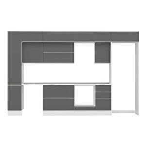 Alvinka 365x240 Cm High Gloss Mutfak Dolabı Beyaz Antrasıt Mbb-e80b40s45-2