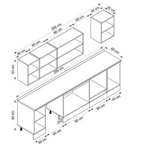 Alvinka 295x210 Cm High Gloss Mdf Mutfak Dolabı Beyaz Antrasıt M-e80s50s45-3