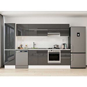 Alvinka 305x210 Cm High Gloss Mutfak Dolabı Beyaz Antrasıt Mb-e90b50s45-1 Antrasit