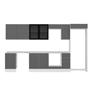 Alvinka 370x222 Cm High Gloss Mutfak Dolabı Beyaz Antrasıt Mb-e80s50s40-3