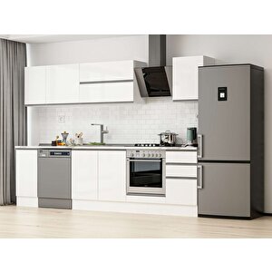 Alvinka 285x210 Cm High Gloss Mutfak Dolabı Beyaz Beyaz M-e80s40s45-2 Beyaz