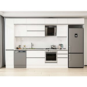 Alvinka 370x240 Cm High Gloss Mdf Mutfak Dolabı Beyaz Beyaz Mbb-e80b40s50-2 Beyaz