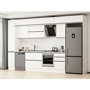 Alvinka 370x240 Cm High Gloss Mdf Mutfak Dolabı Beyaz Beyaz Mbb-e80b40s50-2 Beyaz