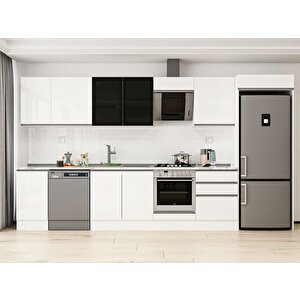 Alvinka 385x222 Cm High Gloss Mdf Mutfak Dolabı Beyaz Beyaz Mb-e80s45s60-3 Beyaz