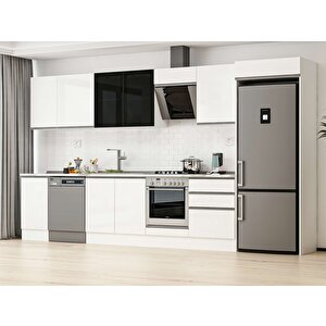 Alvinka 385x222 Cm High Gloss Mdf Mutfak Dolabı Beyaz Beyaz Mb-e80s45s60-3 Beyaz