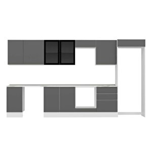 Alvinka 385x222 Cm High Gloss Mdf Mutfak Dolabı Beyaz Beyaz Mb-e80s45s60-3