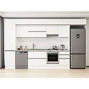 Alvinka 390x240 Cm High Gloss Mdf Mutfak Dolabı Beyaz Beyaz Mbb-e90b50s50-1 Beyaz