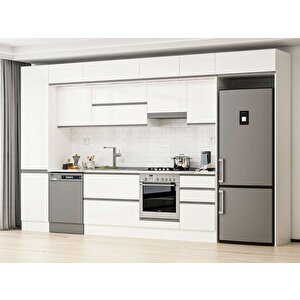 Alvinka 390x240 Cm High Gloss Mdf Mutfak Dolabı Beyaz Beyaz Mbb-e90b50s50-1 Beyaz
