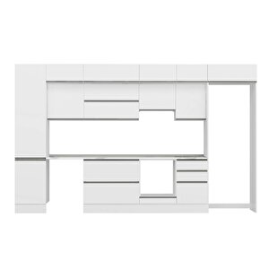 Alvinka 390x240 Cm High Gloss Mdf Mutfak Dolabı Beyaz Beyaz Mbb-e90b50s50-1