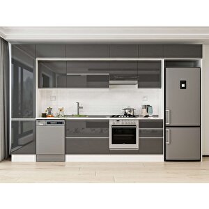 Alvinka 390x240 Cm High Gloss Mdf Mutfak Dolabı Beyaz Antrasıt Mbb-e90b50s50-1 Antrasit