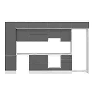 Alvinka 390x240 Cm High Gloss Mdf Mutfak Dolabı Beyaz Antrasıt Mbb-e90b50s50-1